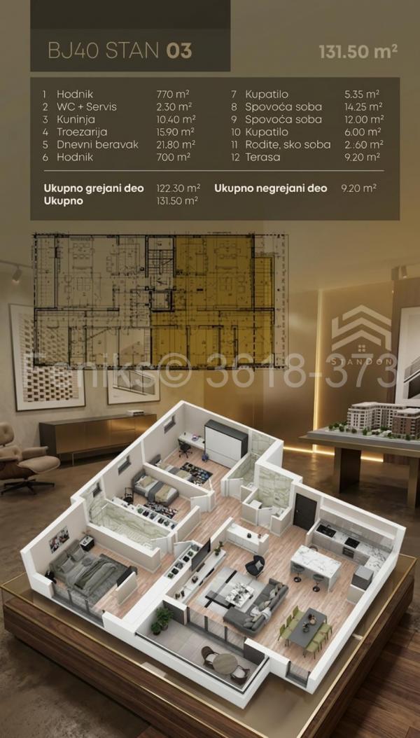 Stan na prodaju u Beogradu, Voždovac, cetvorosoban, 132m2, cena 539000 evra