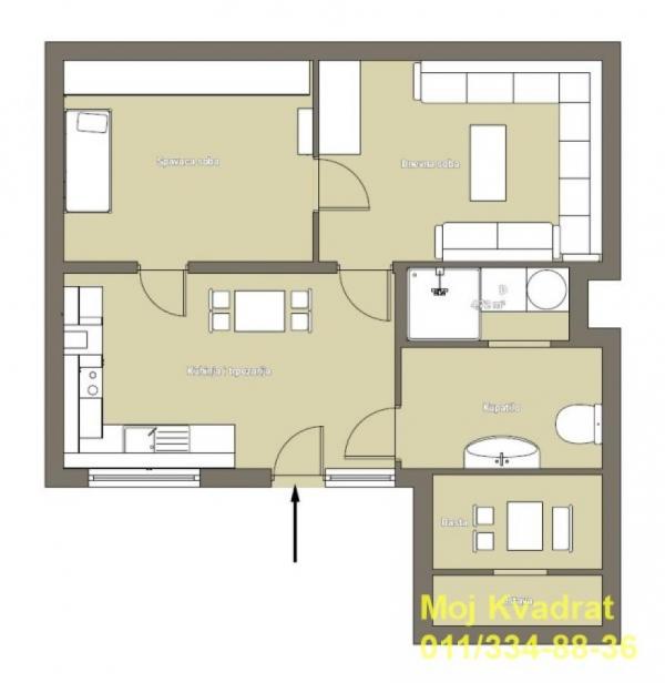 Stan na prodaju u Beogradu, Dorćol, dvosoban, 46m2, cena 165000 evra