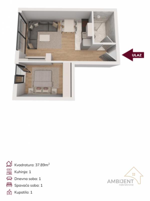 Stan na prodaju u Beogradu, Banjica, dvosoban, 37m2, cena 109881 evra