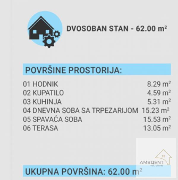 Stan na prodaju u Beogradu, Voždovac, dvosoban, 62m2, cena 167400 evra