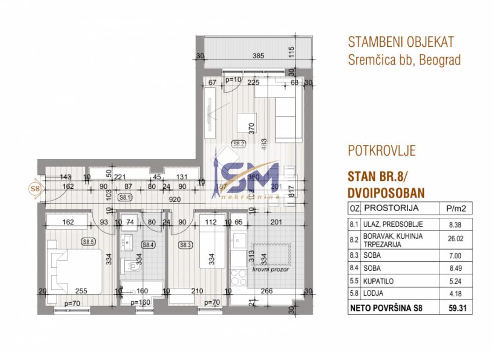 Stan na prodaju u Beogradu, Čukarica, trosoban, 60m2, cena 112900 evra