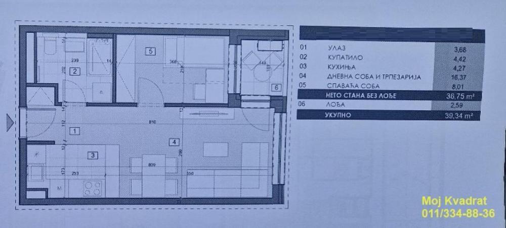 Stan na prodaju u Beogradu, Novi Beograd blok 58, dvosoban, 39m2, cena 184000 evra