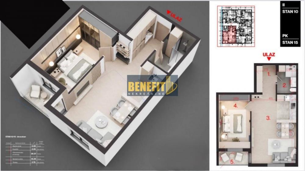 Stan na prodaju u Beogradu, Voždovac, dvosoban, 54m2, cena 136000 evra