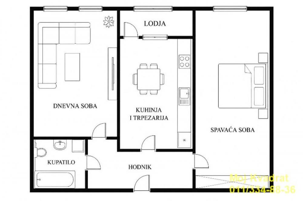 Stan na prodaju u Beogradu, Banovo brdo, dvosoban, 51m2, cena 170000 evra
