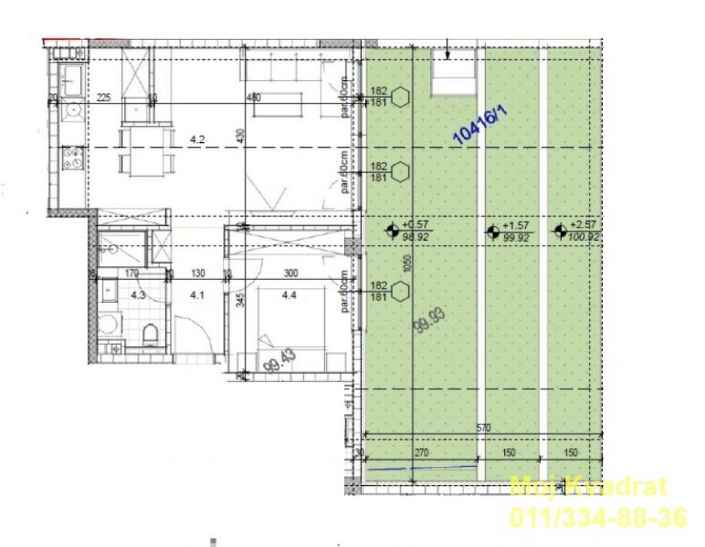 Stan na prodaju u Beogradu, Banovo brdo, dvosoban, 49m2, cena 170450 evra