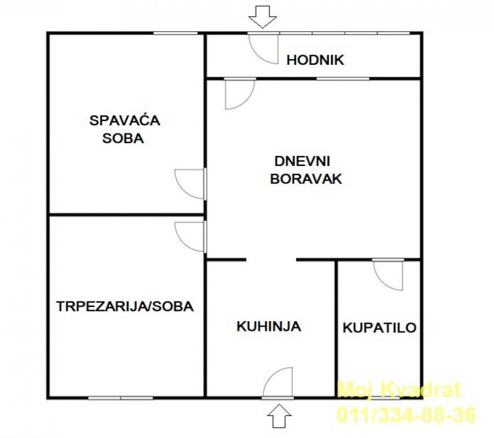 Stan na prodaju u Beogradu, Petlovo brdo, trosoban, 56m2, cena 151000 evra
