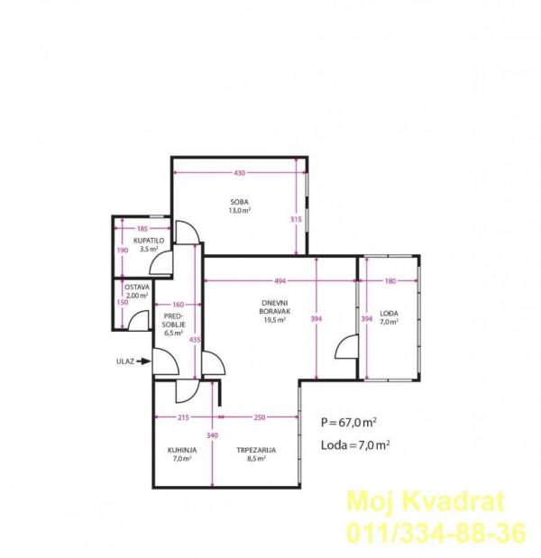 Stan na prodaju u Beogradu, Cerak, dvosoban, 65m2, cena 239000 evra