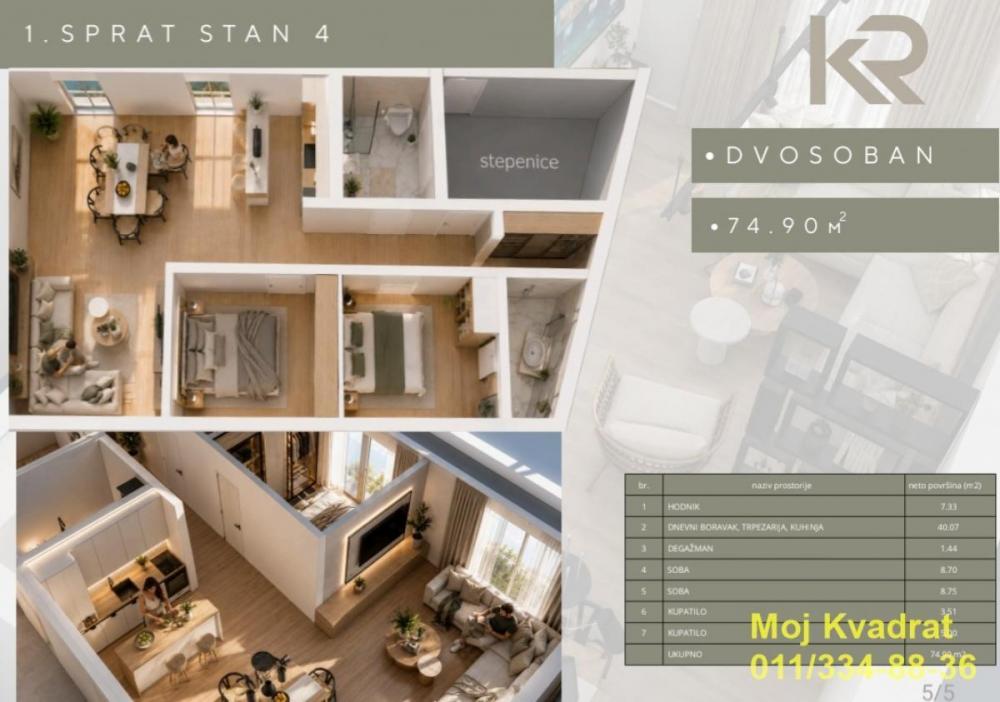 Stan na prodaju u Beogradu, Ćukovac, trosoban, 75m2, cena 314580 evra