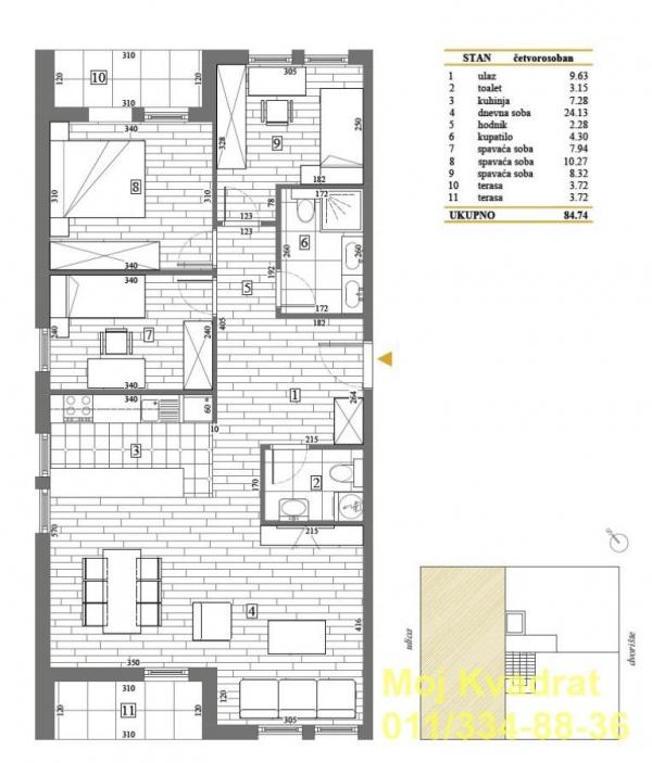 Stan na prodaju u Beogradu, Mirijevo 1, cetvorosoban, 85m2, cena 211850 evra