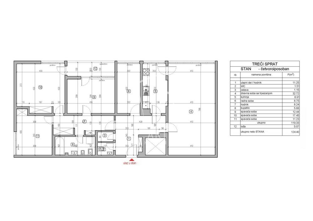 Stan na prodaju u Beogradu, Novi Beograd blok 33 (Genex kula), 121m2, cena 495000 evra