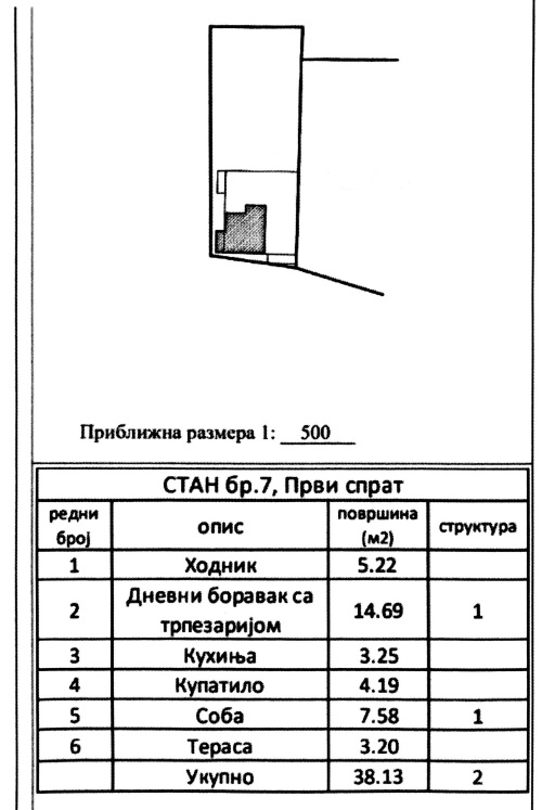Stan na prodaju u Beogradu, Mirijevo, jednoiposoban, 38m2, cena 91200 evra