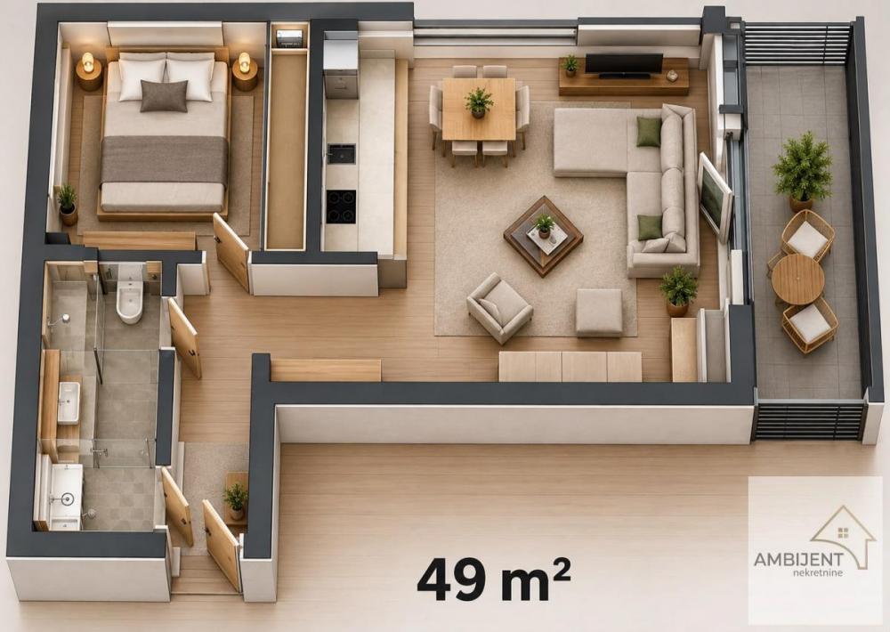 Stan na prodaju u Beogradu, Batajnica, dvosoban, 49m2, cena 120295 evra