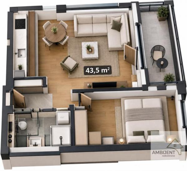 Stan na prodaju u Beogradu, Batajnica, dvosoban, 43m2, cena 106673 evra