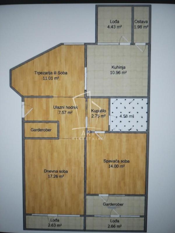 Stan na prodaju u Beogradu, Novi Beograd, dvoiposoban, 74m2, cena 229500 evra