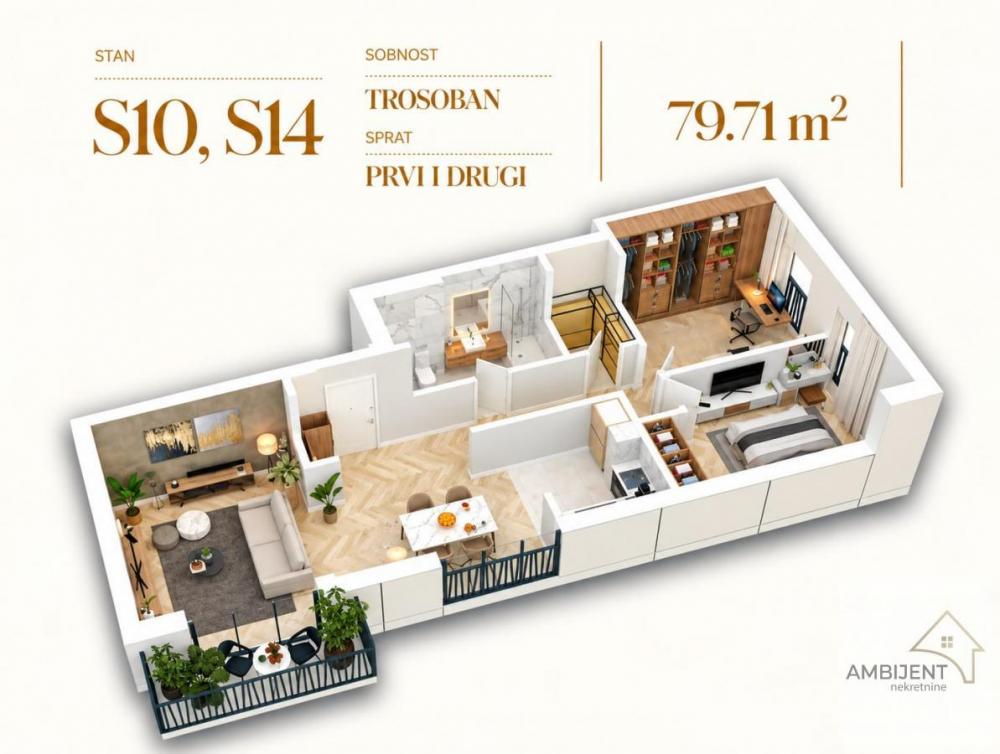 Stan na prodaju u Beogradu, Dedinje, trosoban, 79m2, cena 374973 evra