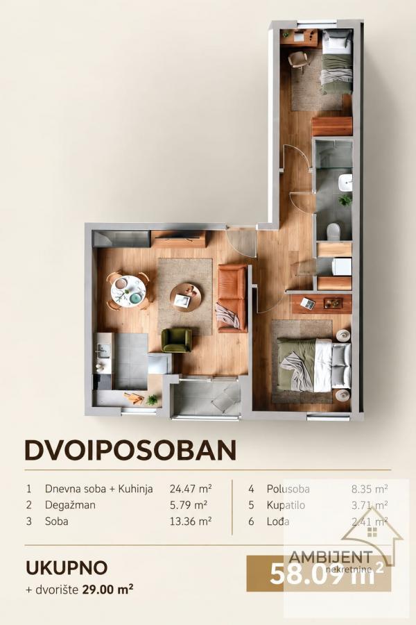 Stan na prodaju u Beogradu, Učiteljsko naselje, dvoiposoban, 58m2, cena 194297 evra