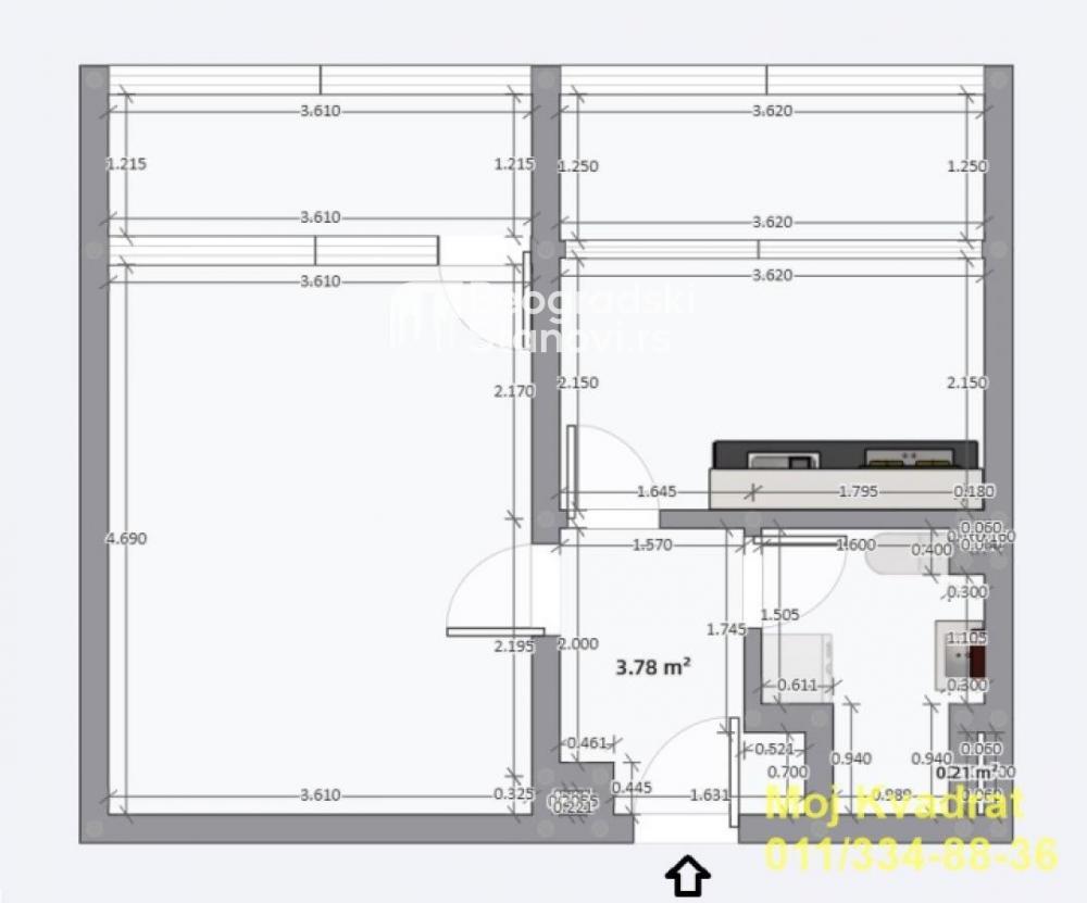 Stan na prodaju u Beogradu, Novi Beograd blok 45 (TC Enjub), jednosoban, 45m2, cena 130000 evra