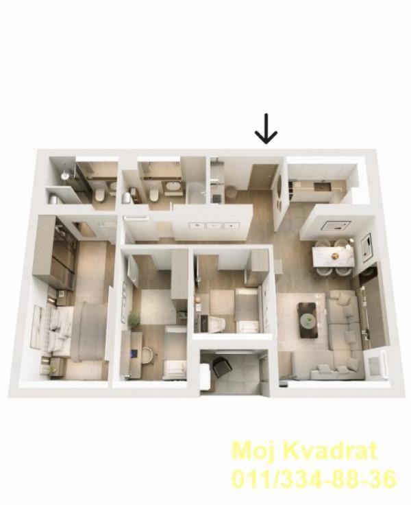 Stan na prodaju u Beogradu, Novi Beograd blok 60, cetvorosoban, 84m2, cena 302940 evra