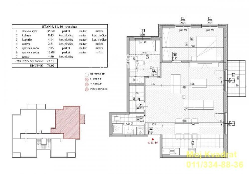 Stan na prodaju u Beogradu, Cvetanova ćuprija, trosoban, 87m2, cena 147900 evra