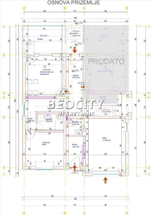 Stan na prodaju u Beogradu, Žarkovo, jednoiposoban, 42m2, cena 123750 evra