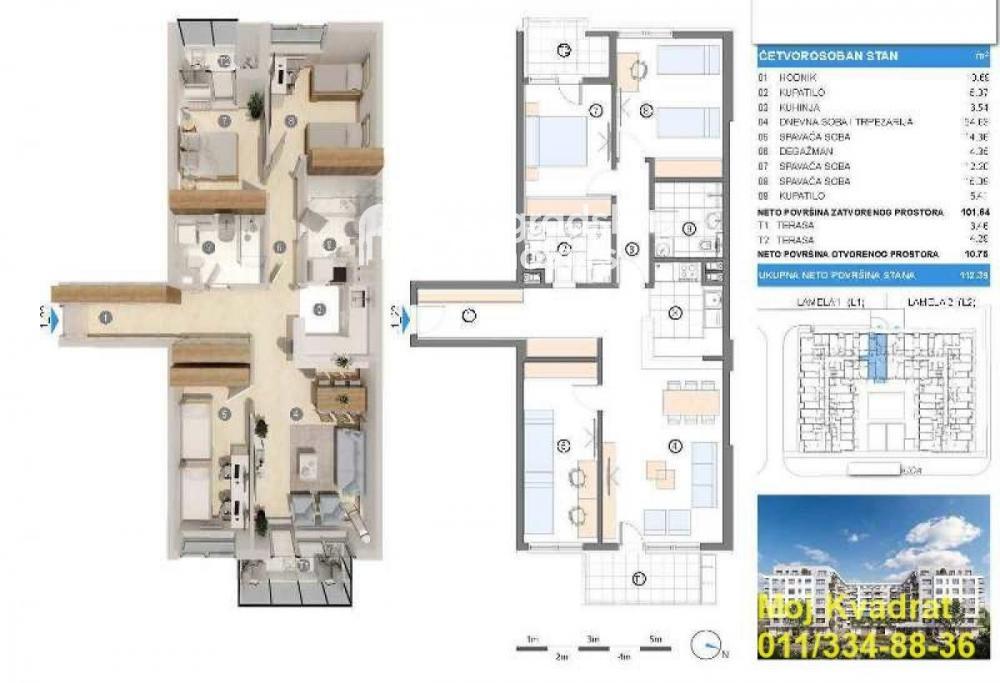 Stan na prodaju u Beogradu, Gornji grad, cetvorosoban, 112m2, cena 286595 evra